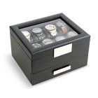 Glenor Co Watch Box With Valet Drawer For Men - 8 Slot Luxury Watch Case Disp   