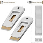 Bates- Metal Razor Blade Scraper  2 Pack  30 Extra Blades  Scraper For Cleaning 