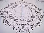 White Wedding Events Embroidered Polyester Fabric Tablecloth 70  Round Napkins 