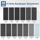 50pcs Sand Paper 13 Grits Premium Wet Dry Sheets For Wood Metal Car Sanding