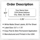 400 Personalized Return Address Labels Printed Text 1 2 Inch X 1 3 4 Any Font
