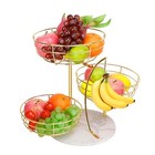  Fruit Basket Bowl With Banana Hanger  Metal Fruit Gold 3-tier Marble Base