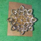 Monet Flower Brooch Pin Gold Red Clear Rhinestone Cluster Signed Metal