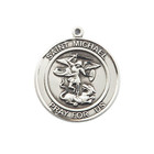 Pewter Large St  Michael The Archangel Medal 18  Lobster Claw Chain Necklace