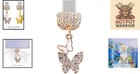 Crystal Rhinestone Butterfly Charm Anti Dust Plug For Samsung   Iphone Devices