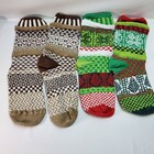 Lot 2 Soulmate Crew Socks Cotton Usa Brown Holiday Sz M Womens 8-10 2 Pairs Mix