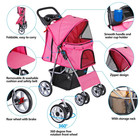 4 Wheels Foldable Pet Dog Cat Jogger Stroller Travel Carrier Strolling Cart W wa