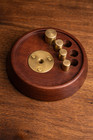 Weighing Scale Wood And Brass With Weights Great Collectable