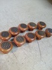 Lot Of 10 1-1 2  Wood Knob W  Metal Insert Walnut antique Brass