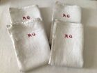 One Antique Vintage French Linen Torchon  Kitchen Dish Towele Mono Ag