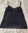 Vtg Poof Excellence L Black Sheer Lace Camisole
