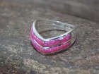 Native American Sterling Silver Pink Opal Inlay Ring By Johnson - Size 6 5