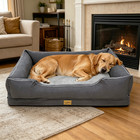 Orthopedic Large Dog Bed Comfortable Bolstered Pet Cushion Bed With Faux Fur Mat