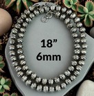 6mm Navajo Pearl Necklace Squash Blossom Bench Bead Vintage Oxid  Sterling   18 