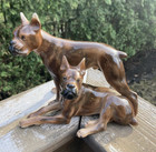 Keramos Wien Brown Boxer Dog Figurine Porcelain Austria Vintage Defect