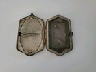 Vtg 1920s Art Nouveau Silver Plated Compact Locket Coin Purse German Silver