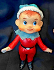 Pair 2 Vintage Elf Pixie Christmas Ornament Rubber Felt 6    Standing Posable Arms