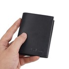 Men s Trifold Leather Slim Wallet Front Pocket Card Holder With Clear Id Window