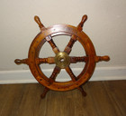 Vtg Maritime Nautical Cove Boat Wooden Ship Helm Steering Wheel 18    Wood Brass