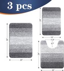 Olanly 3 Piece Bathroom Rug Set Grey Microfiber Plush Absorbent New