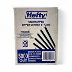 Hefty Unwrapped Black Plastic Sipper Stirrer Straws  7  - 5000 Count