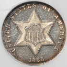 1866 3cs Ngc Pf63 Cameo Proof Three Cent Silver Pr63