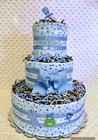 Boys Baby Diaper Cake Polka Dot Boy Blue Shower Gift Centerpiece Newborn Present