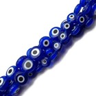 Blue Evil Eye Glass Coin Discs Beads Size 6mm 8mm 10mm 15 5  Strand