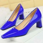 Women 6cm High Heels Square Toe Low Square Heel Pumps Office Work Shoes Footwear