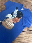 Native American Hand Painted 90s Blue Shirt Size Large Single Stitch