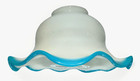 Opaque White Glass Lamp Shade Cased Turquoise Blue Ruffled 6 1 2  Outer Rim