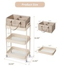 Baby Diaper Caddy  3 Tier Rolling Cart For Baby Essentials  Taupe Diaper Cart   