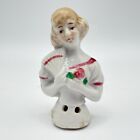 Antique Pin Cushion Half Doll Porcelain Art Deco Lady Blonde Hair 2  Japan