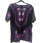 Purple African Style Cotton Dashiki Top Shirt Unisex Sz L Large Pockets Hippie