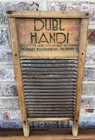 Vintage Columbus Washboard Co  Dubl Handi 18  Wood   Metal Pail Size Washboard