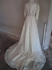Vintage 60s 70s Wedding Dress With Beaded And Lace Details With Long Trail Skirt