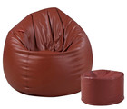 Bean Bag Cover With Footrest Cover Faux Leather Without Beans Size Xxxl Tan
