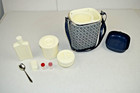 Vintage Lunchbox Peacock 70s Lunch Jar Shoulder Strap 8 Piece New Made Japan