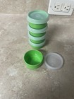 Tupperware Smidgets Green W sheer Seals   Mini 1 Oz Containers   Set Of 5   New 