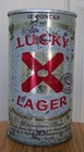 Lucky Lager  bug  Fan Tab Top Beer Can General Salt Lake City Ut 12 Oz Flat Cone