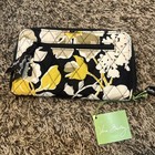 Vera Bradley Dogwood Quilted Black Floral Zip Around Wallet Nwt Retired
