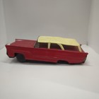 Vintage Sanyo Japan Ranch Station Wagon Tin Friction Toy Car Red And White