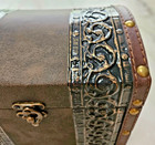 8  Vintage-look Storage Wooden Chest Treasure Trunk  Faux Leather Metal Design