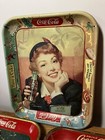 3 Vintage Coca Cola Trays Old Authentic Beautiful Women Advertising Metal Litho
