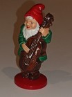 Vintage Gnome Figurine  2 1 4  Elf Playing Bass  Plastic Figure Western Germany