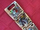 Vtg Enamel Copper Bracelet 7 5    Mid Century Abstract Confetti 8 Panel Mcm Art