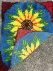 Vintage 1970s Floral Latch Hook Wall Hanging Rug 27   x 20    Cottage Core