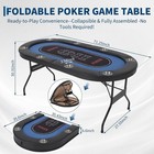 8 Player Foldable Texas Holdem Poker Table With Deep Cup Holders Padded Surface