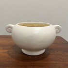 Vintage White Ceramic Floraline Usa Planter Round With Handles