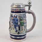 1984 Avon Baseball Stein By Ceramarte Evolution Of The Game W Pewter Lid